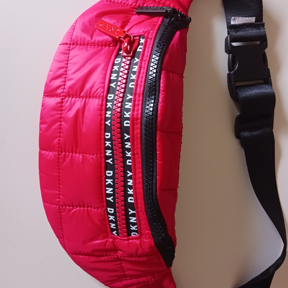 DKNY red puffer belt bag